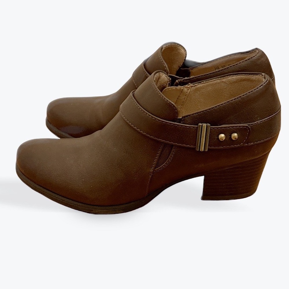 Soul Naturalizer Women Brown Buckle Zipper Ankle Boots Heels Size 8.5M